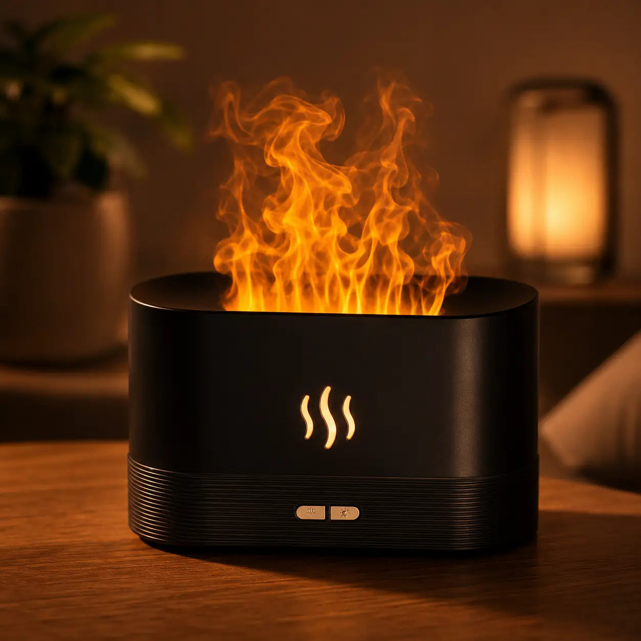 Difusor de Aroma com Efeito Chama LED e Umidificador de Mesa