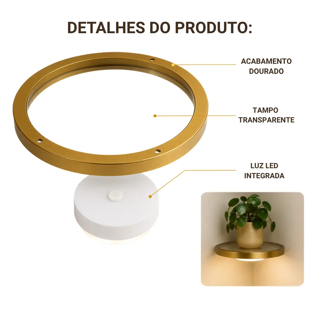 Prateleira Solaris com Iluminação Embutida para Plantas e Decoração