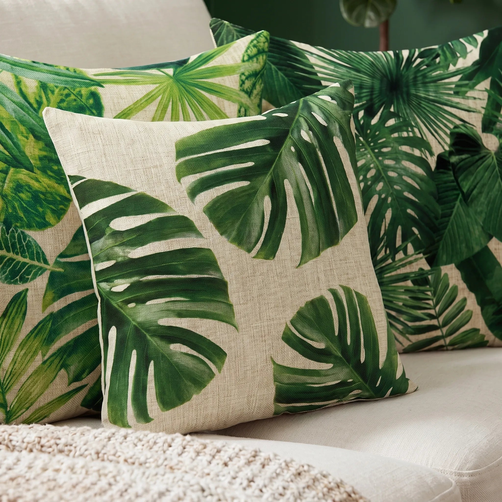 Capa de Almofada Decorativa Tropical em Linho