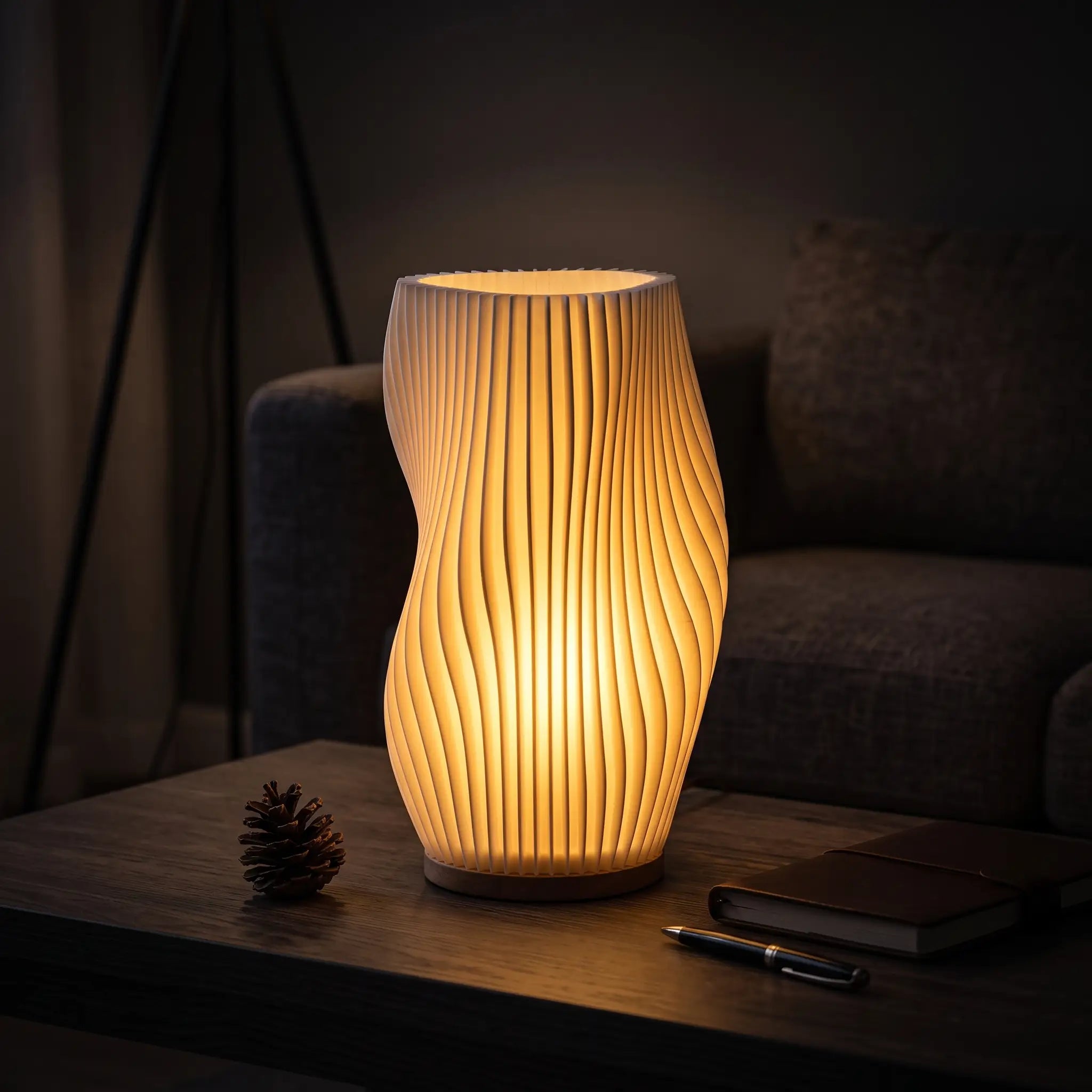 Luminária 3D de Mesa Plissada Estilo Francês