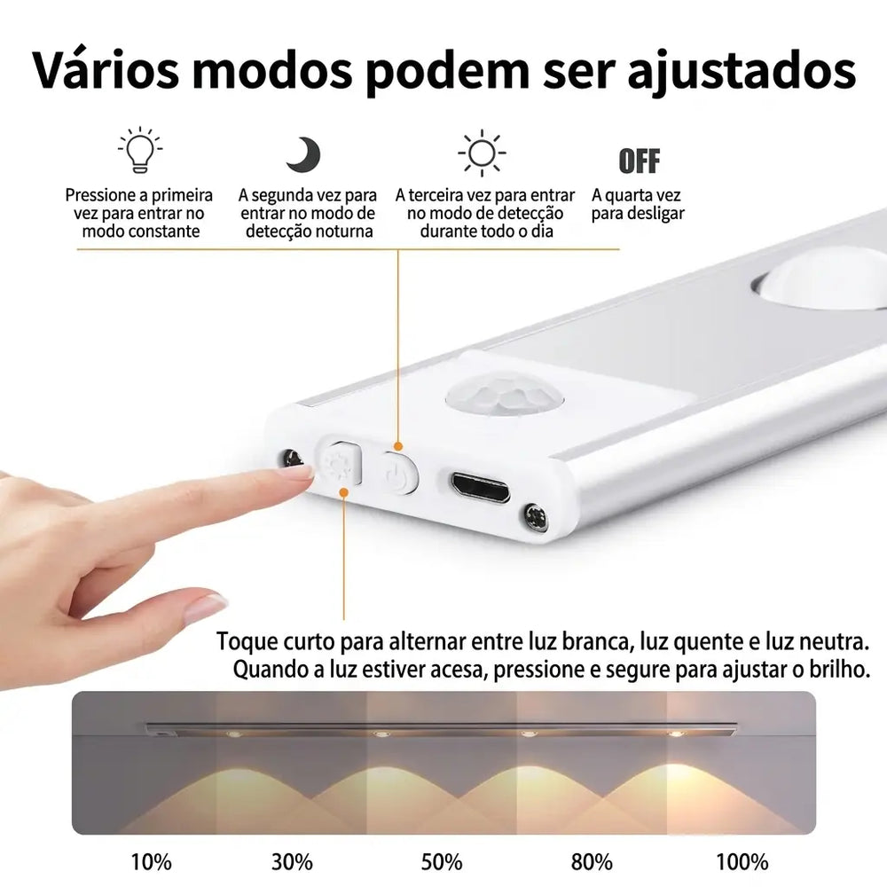 Luminária LED com Sensor de Movimento USB