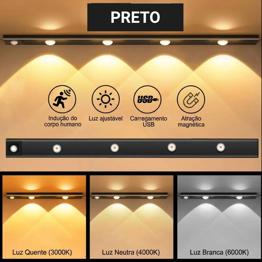 Luminária LED com Sensor de Movimento USB
