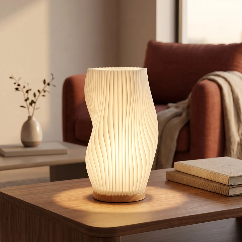 Luminária 3D de Mesa Plissada Estilo Francês