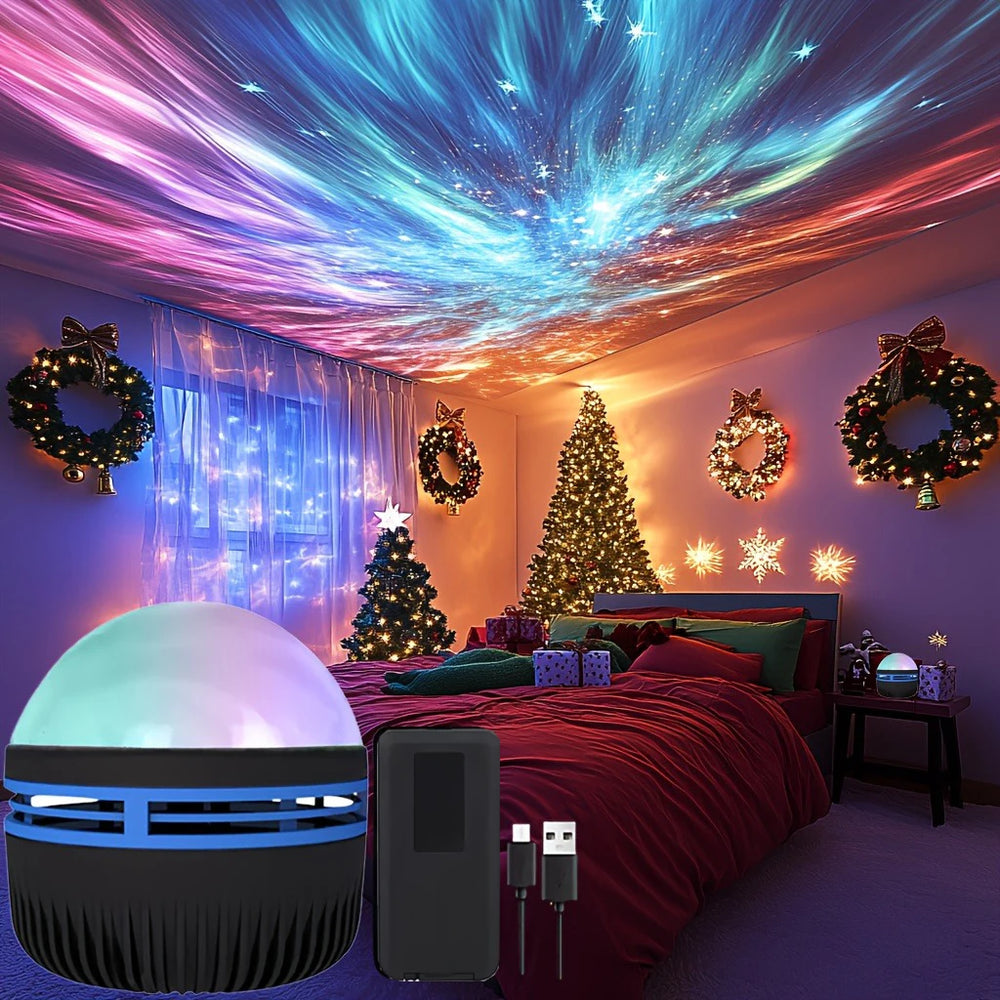 Mini Projetor de Aurora Boreal LED com Controle Remoto USB