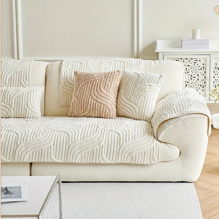 Cobertor de Sofa em Veludo com Estilo Listrado para Sala