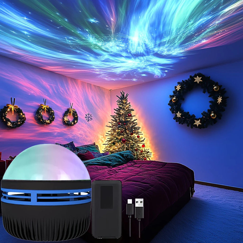 Mini Projetor de Aurora Boreal LED com Controle Remoto USB