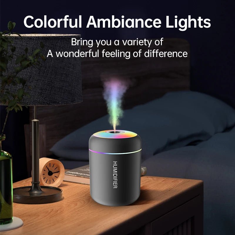 Mini Umidificador USB com Difusor de Aromas e Luz LED