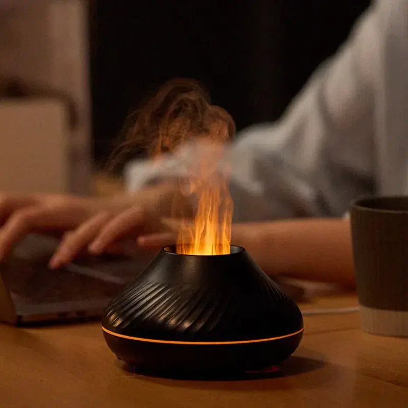 Difusor e Umidificador de Aromas Vulcânico com Chama LED