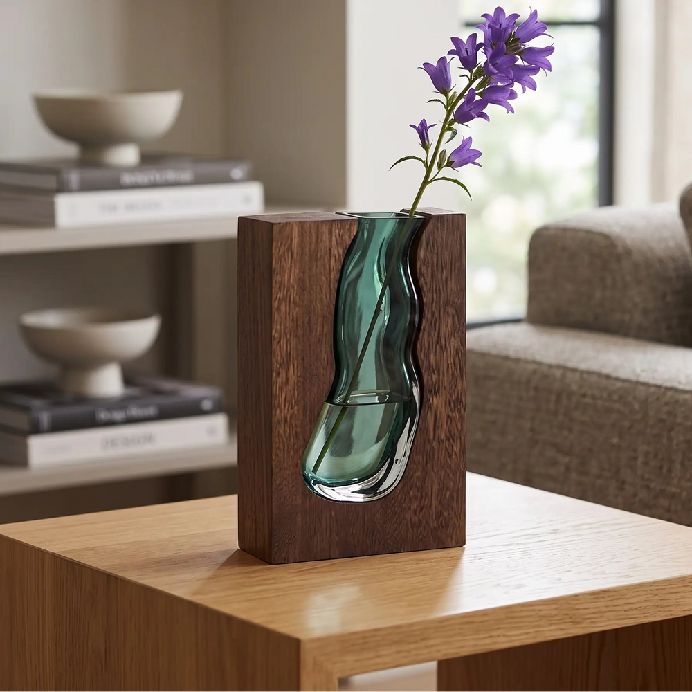 Vaso de Vidro Embutido para Flores – Decoração Rústica