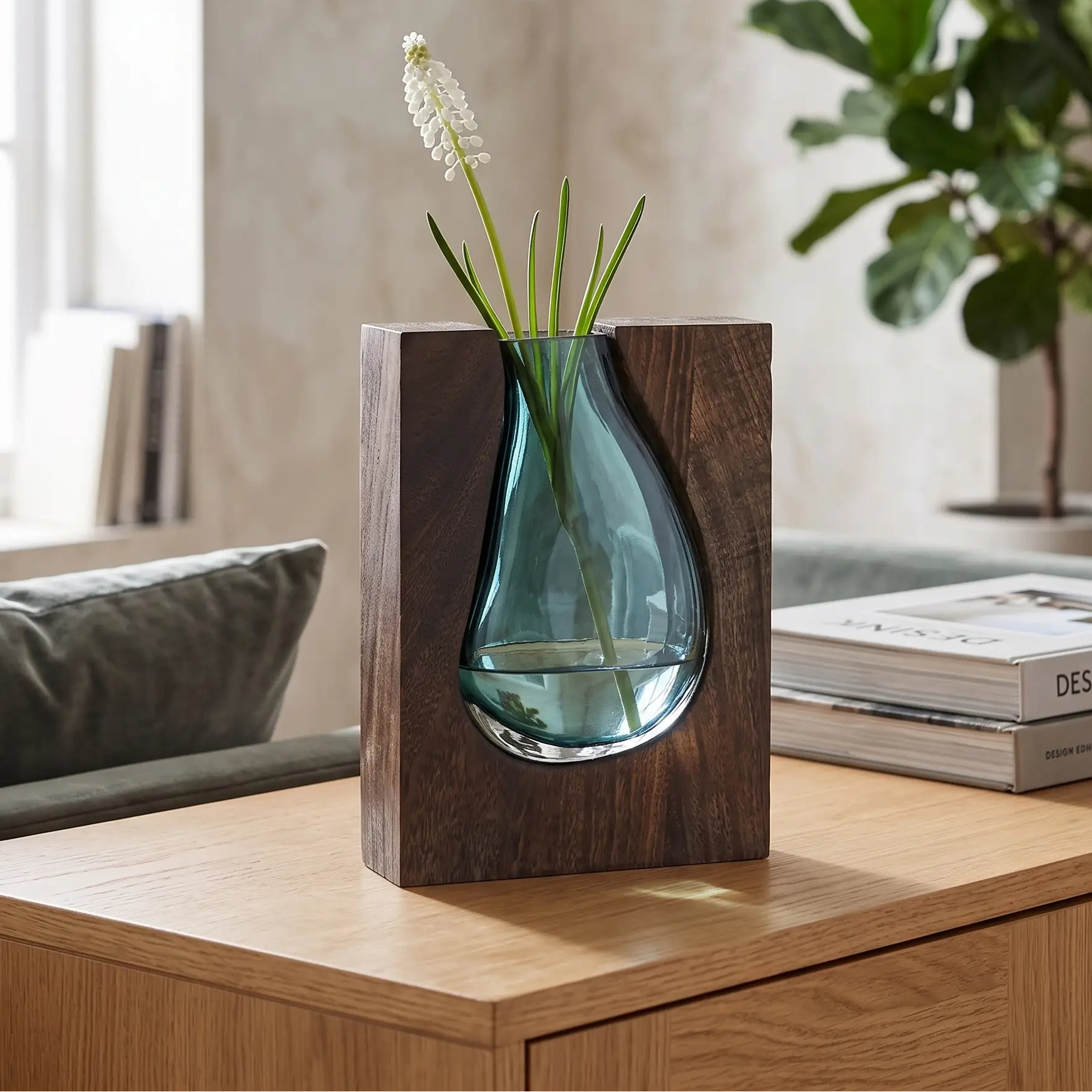 Vaso de Vidro Embutido para Flores – Decoração Rústica
