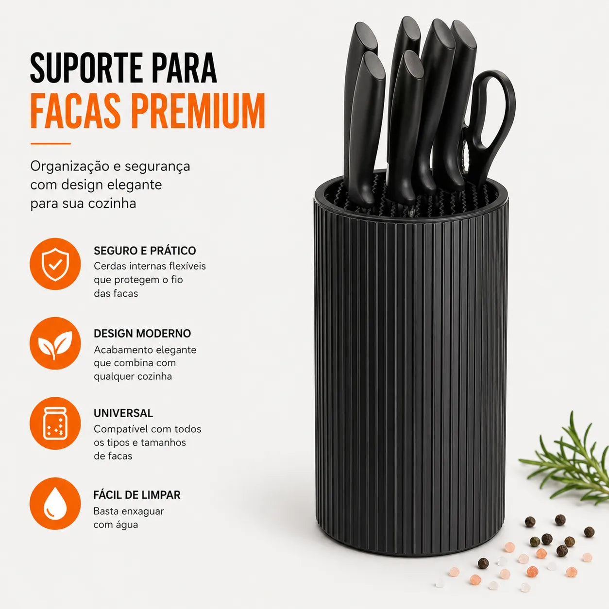 Suporte para Facas com Design Compacto