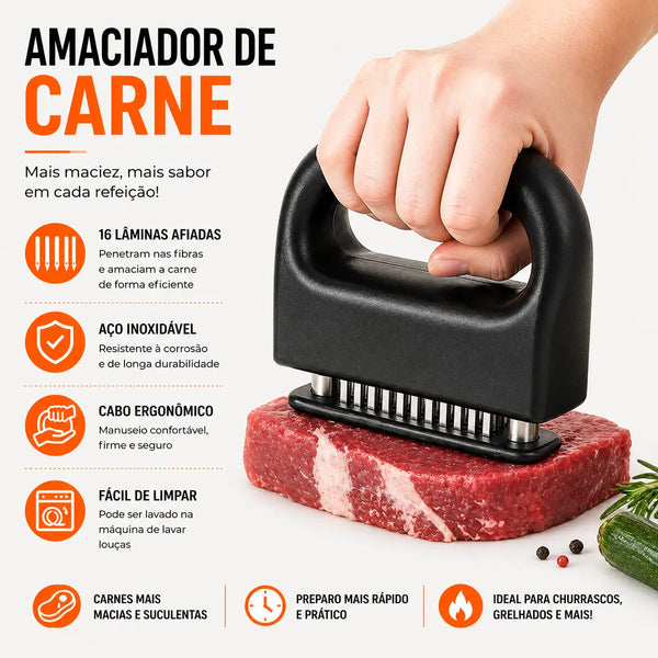 Amaciador de Carne 48 Agulhas em Aço Inox