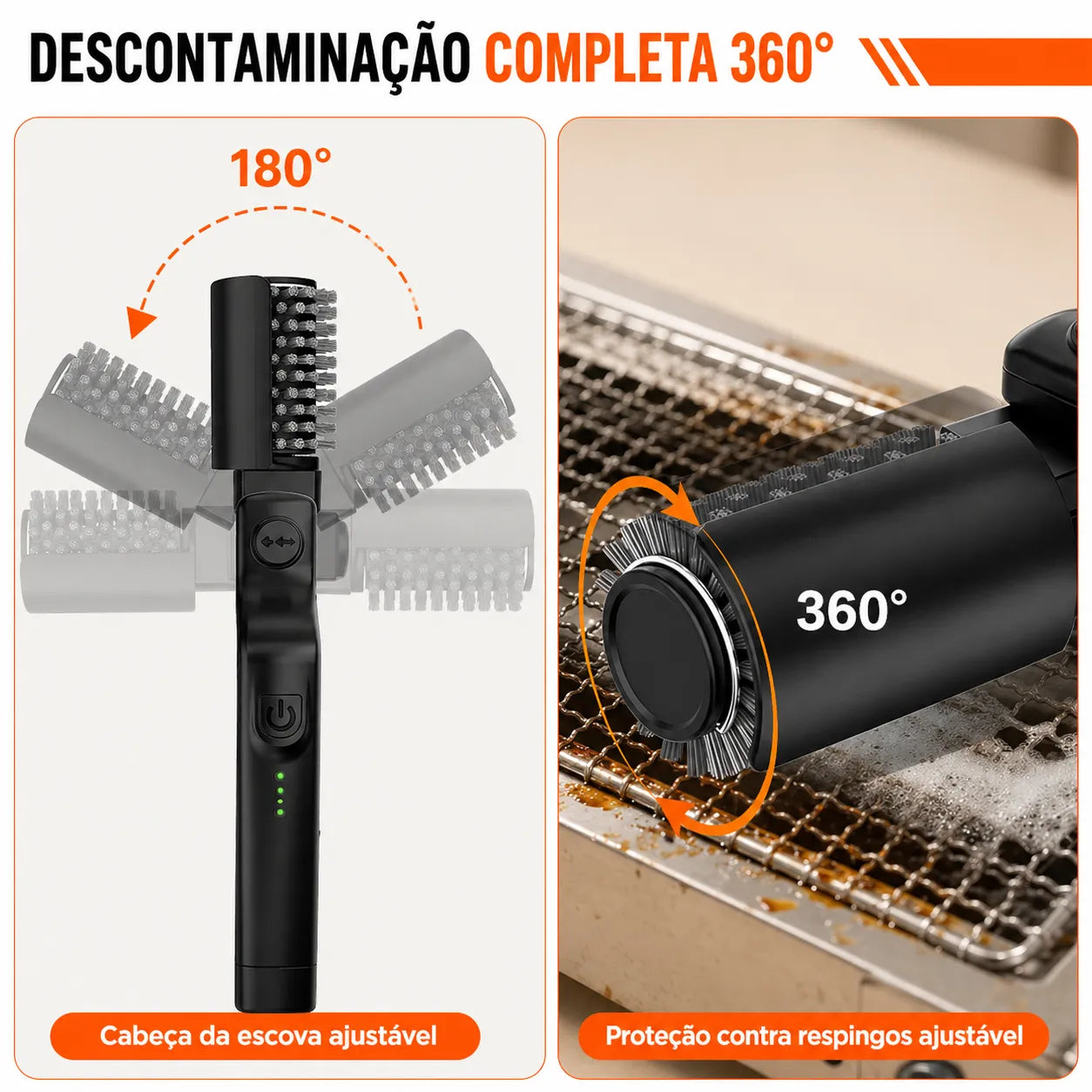 Escova Elétrica Recarregável para Limpeza de Grelhas