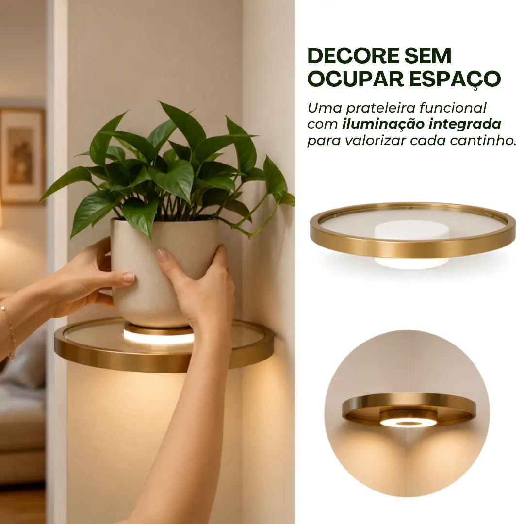 Prateleira Solaris com Iluminação Embutida para Plantas e Decoração