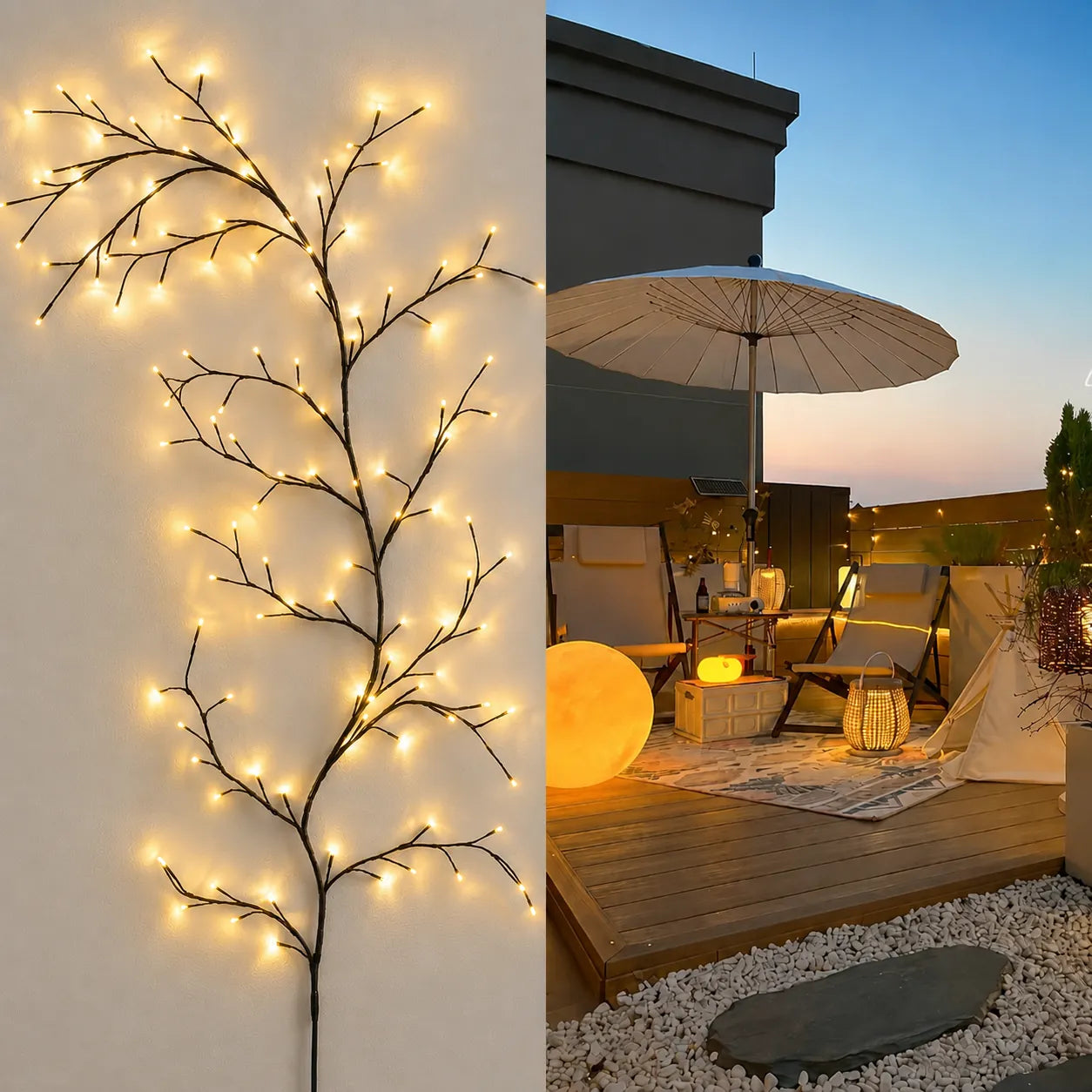 Luminária de Galhos LED com 8 Modos de Iluminação