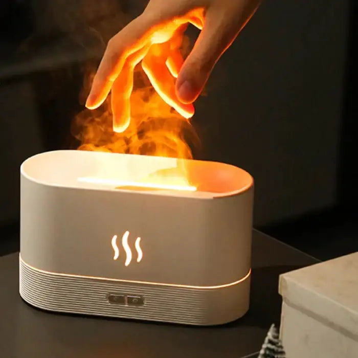 Difusor de Aroma com Efeito Chama LED e Umidificador de Mesa