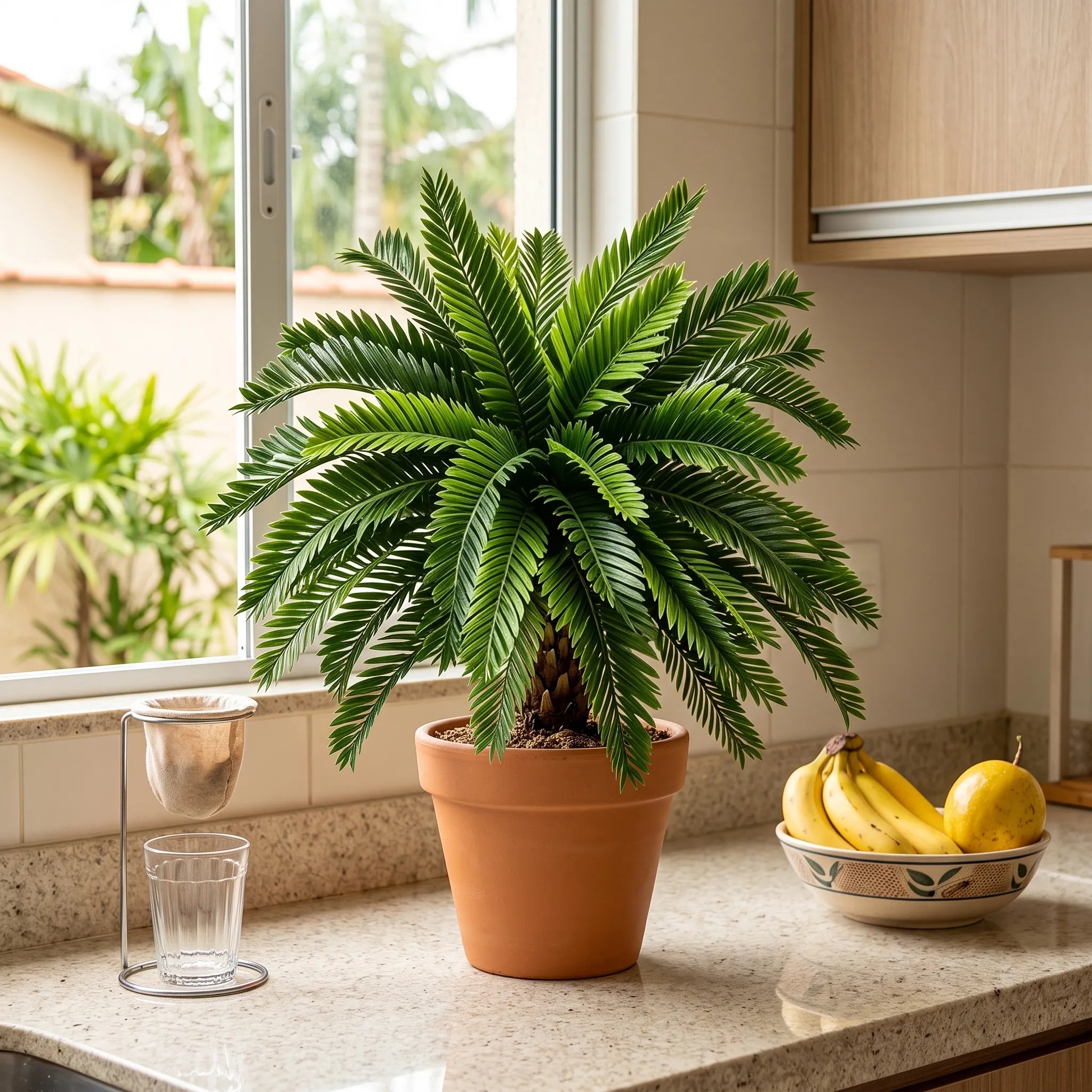 Planta Artificial Palmeira Cícada com Folhas Arqueadas