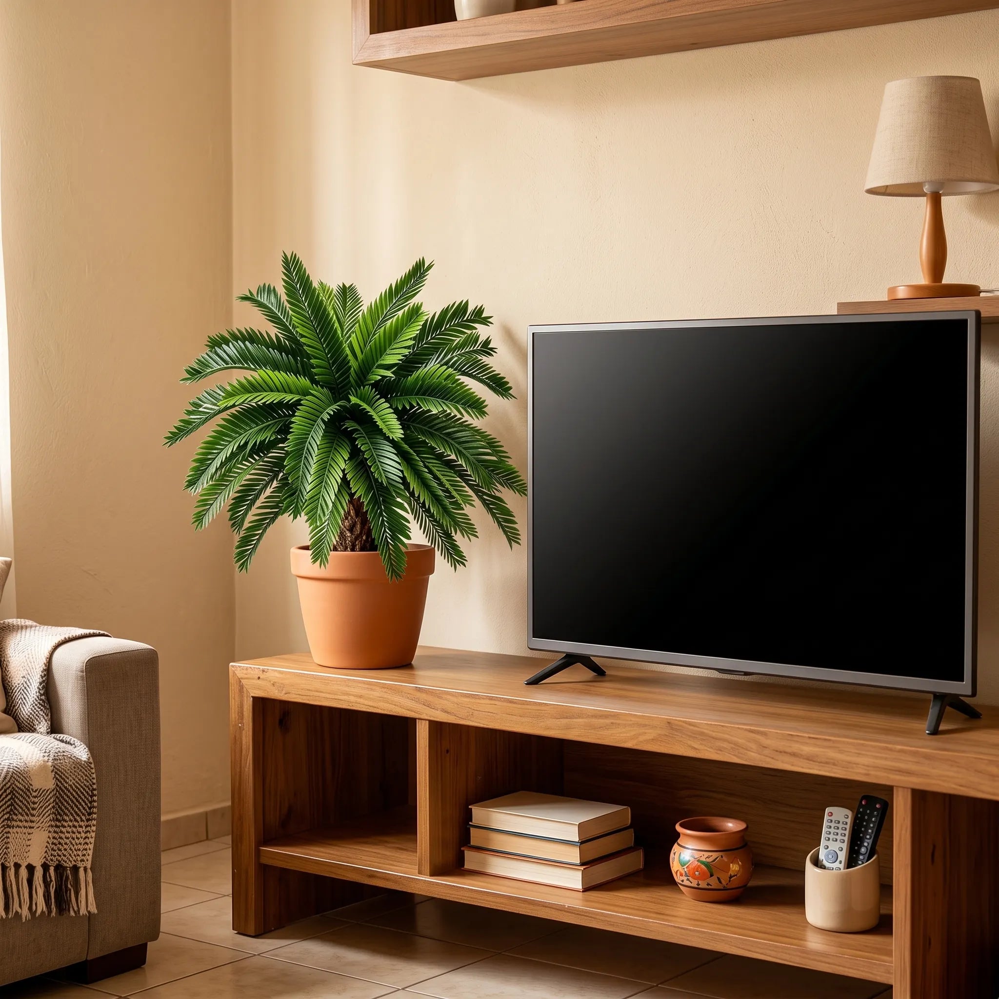 Planta Artificial Palmeira Cícada com Folhas Arqueadas