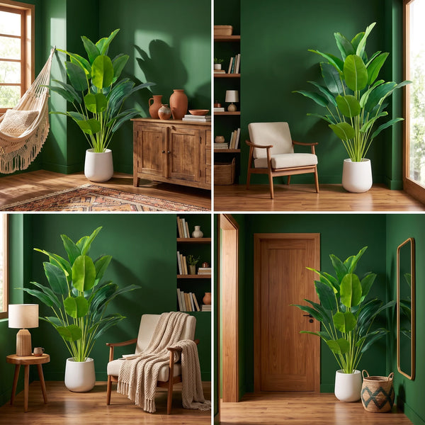 Planta Artificial Tropical Folha de Bananeira Monstera