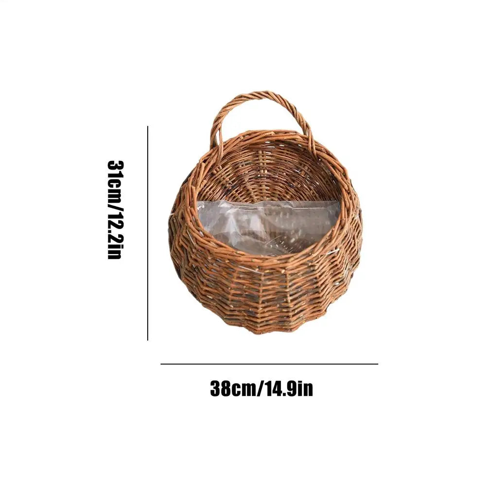 Cesta de Parede em Rattan Natural para Plantas