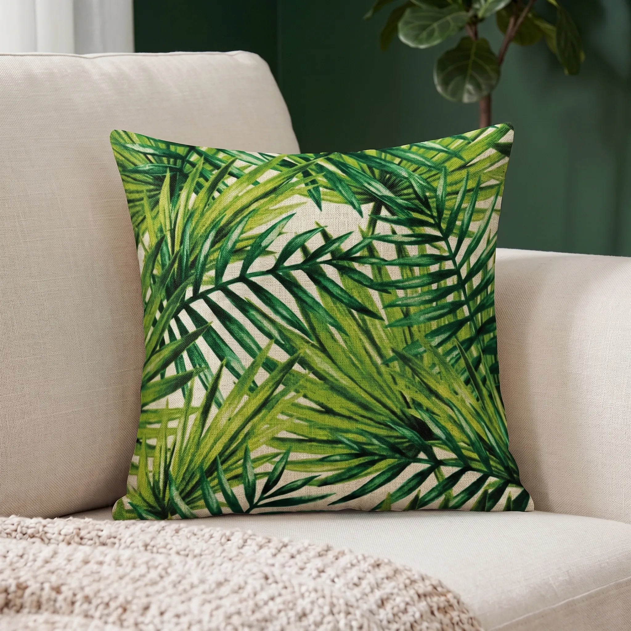 Capa de Almofada Decorativa Tropical em Linho