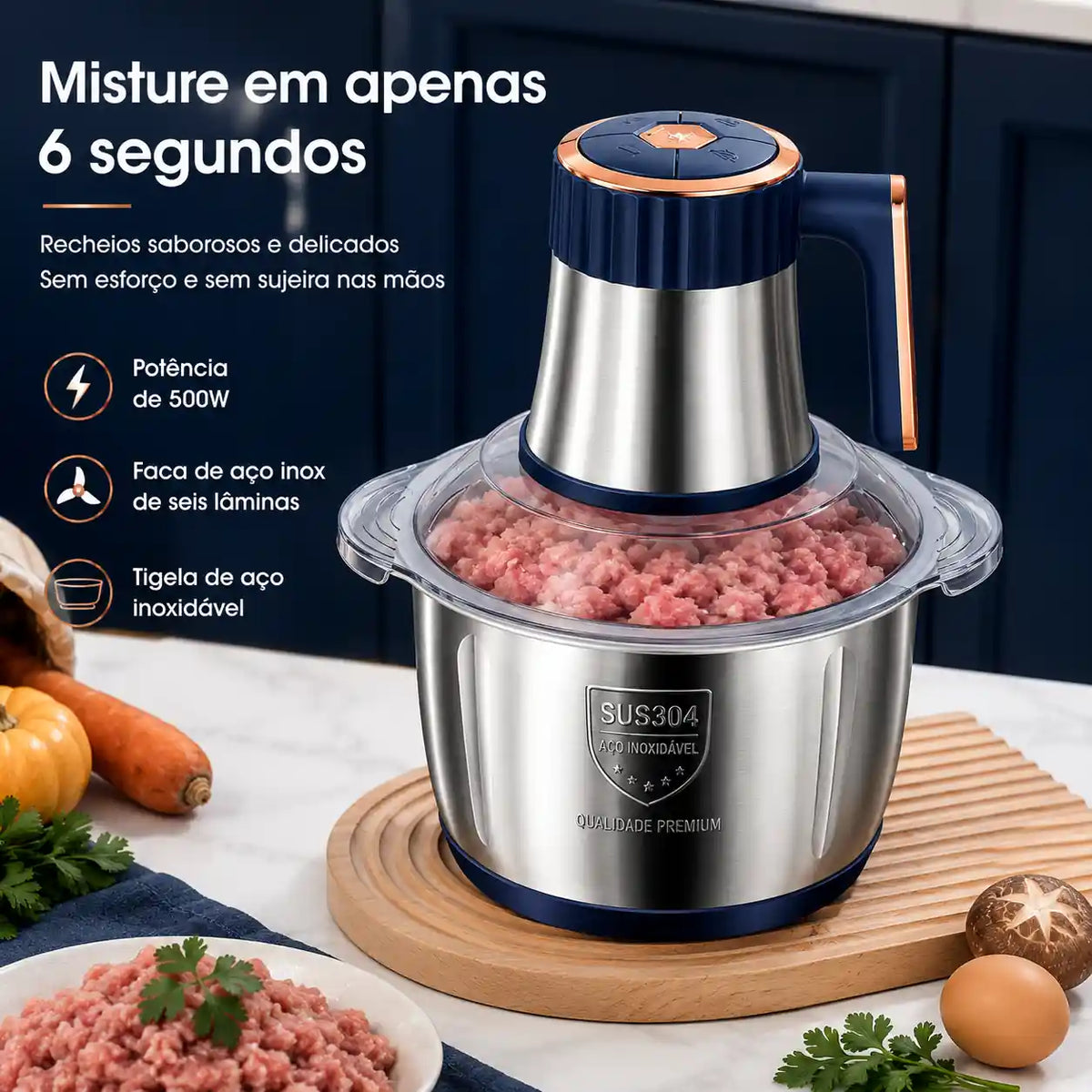 Triturador Turbo Pro 5L – Corte e Moagem de Precisão