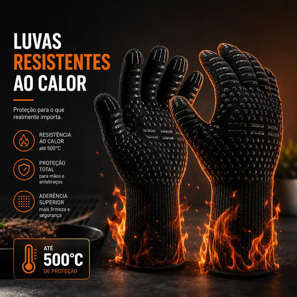 Luva Térmica de Silicone Antiderrapante para Churrasco e Forno