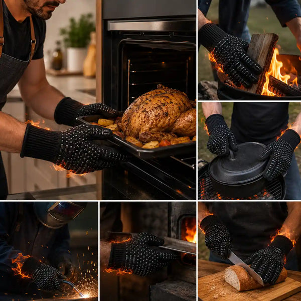 Luva Térmica de Silicone Antiderrapante para Churrasco e Forno
