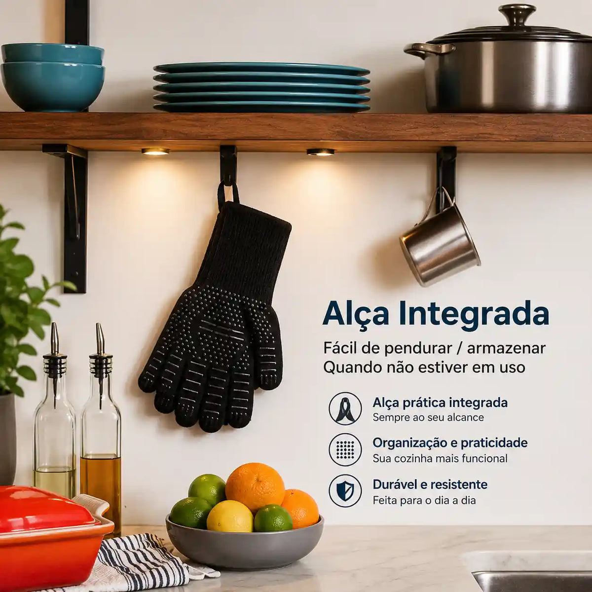 Luva Térmica de Silicone Antiderrapante para Churrasco e Forno