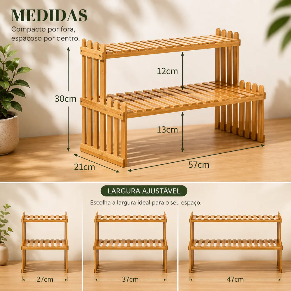 Estante Multiuso de Bambu para Plantas e Decoração
