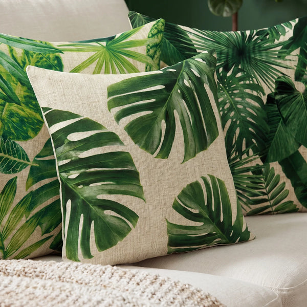 Capa de Almofada Decorativa Tropical em Linho