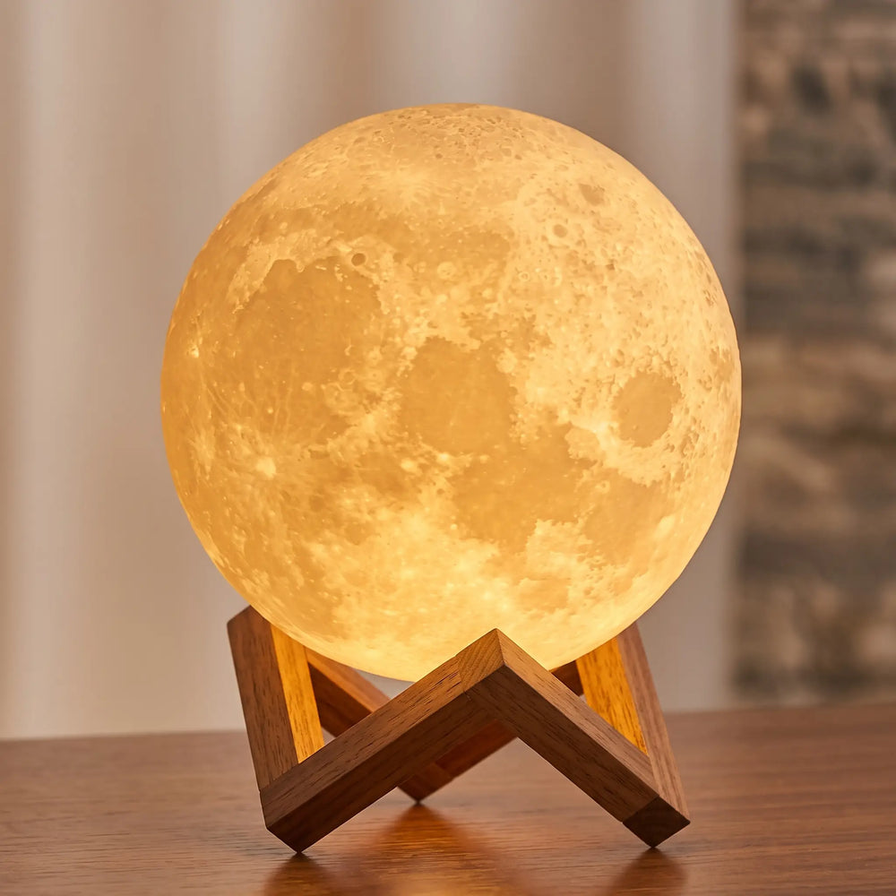 Luminária 3D Lua com Toque e Luz Colorida Recarregável