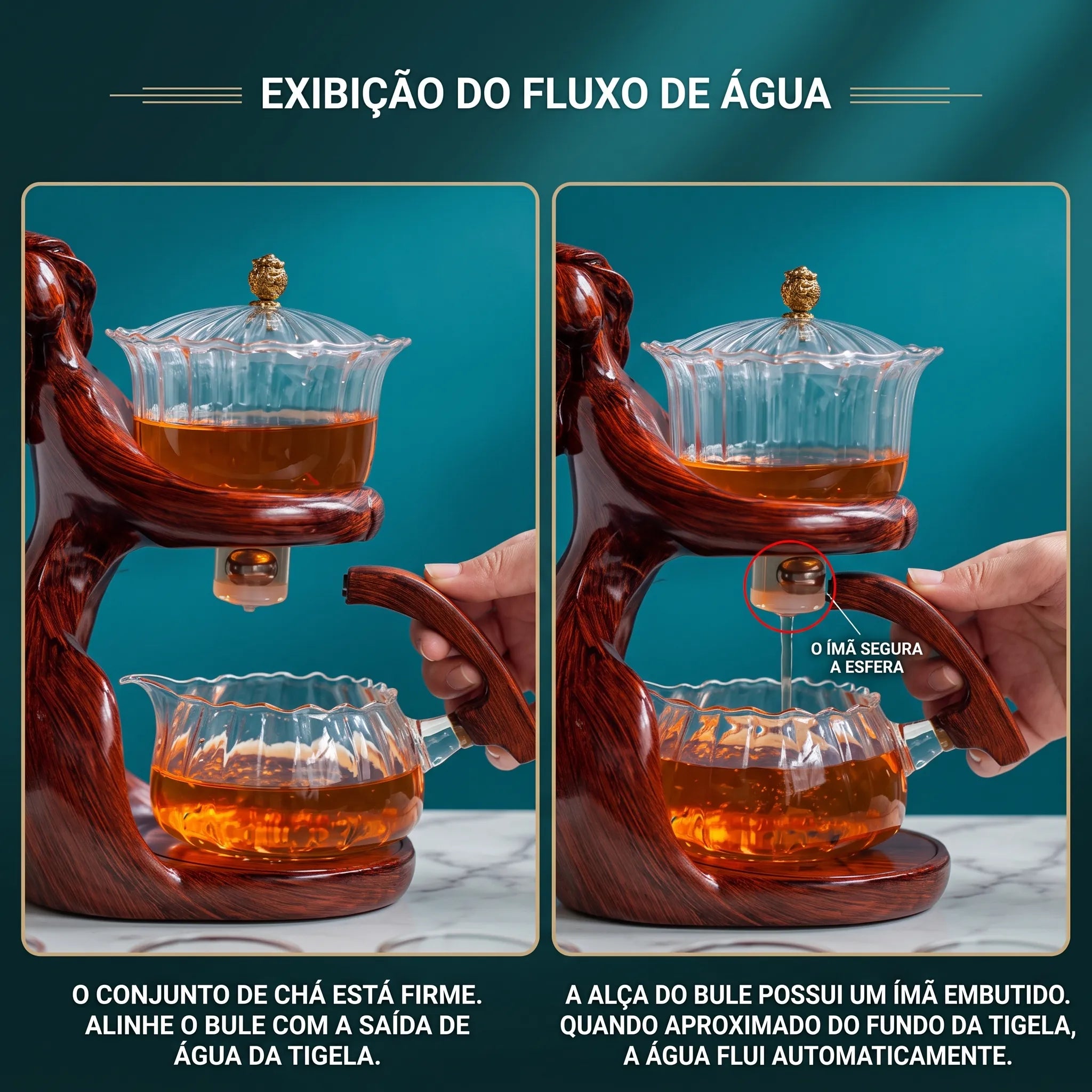 Bule de Chá de Vidro com Indução Magnética