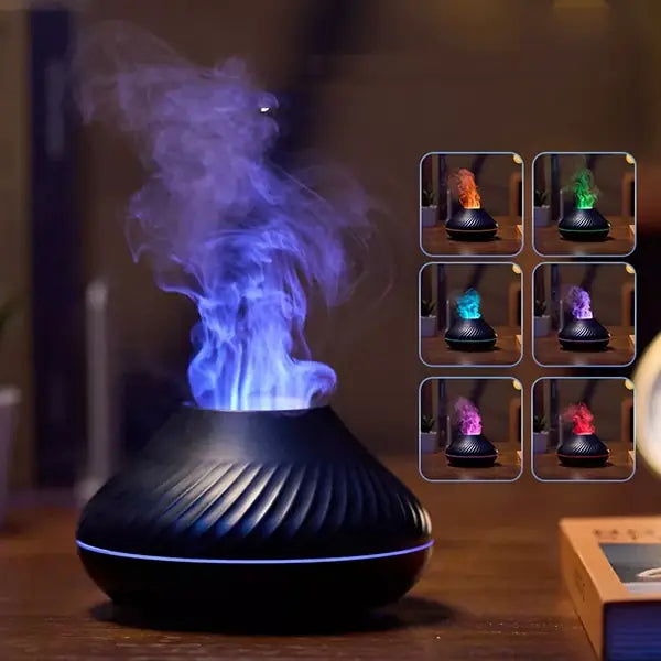Difusor e Umidificador de Aromas Vulcânico com Chama LED