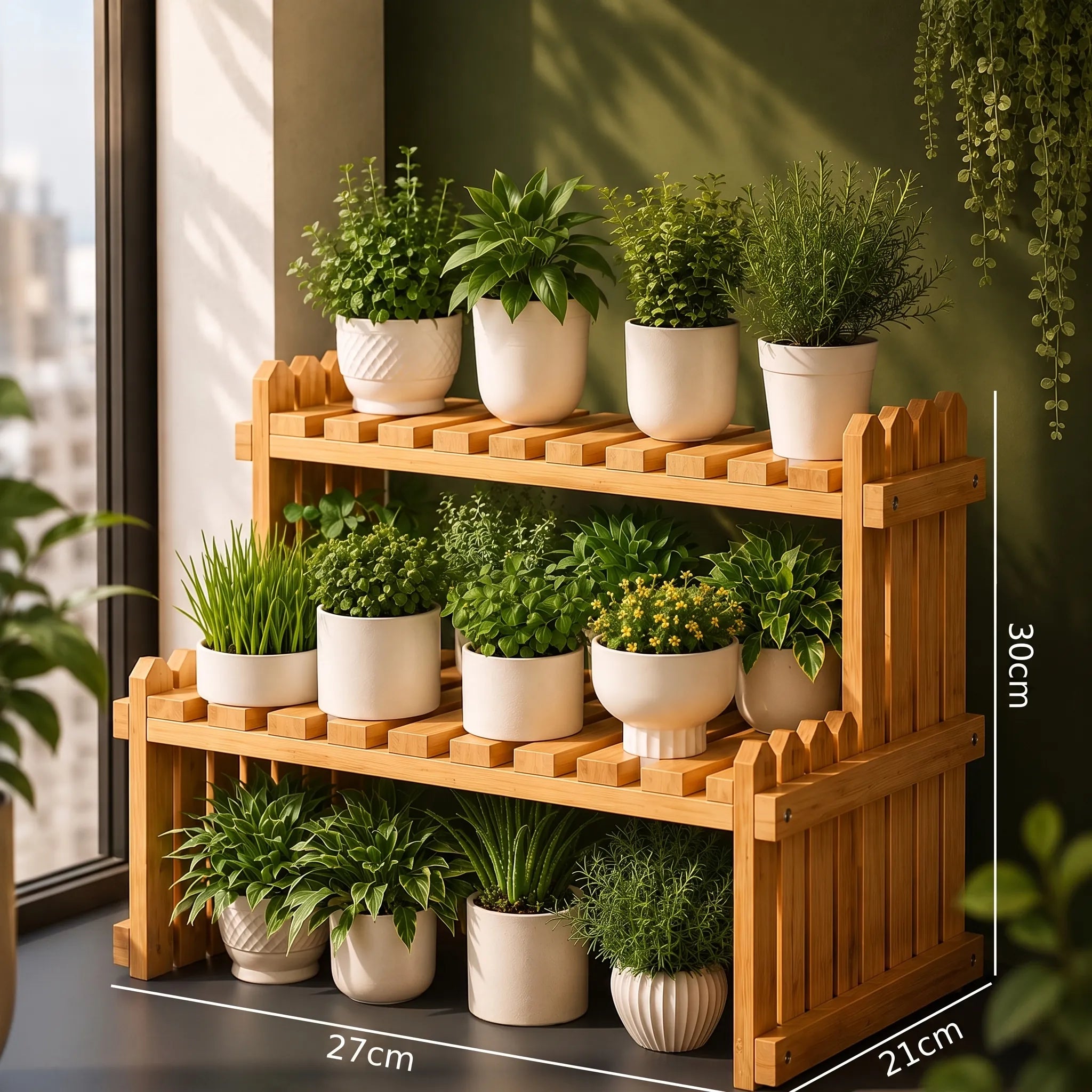 Estante Multiuso de Bambu para Plantas e Decoração