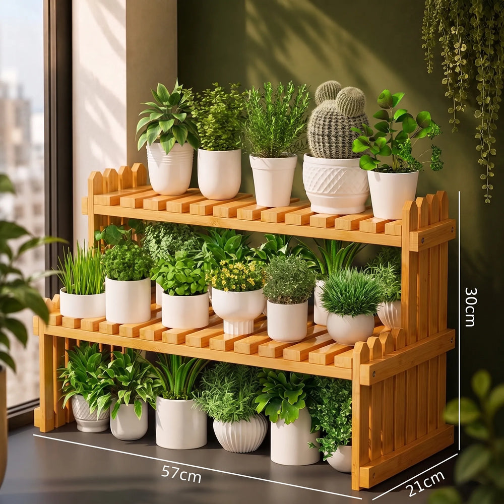 Estante Multiuso de Bambu para Plantas e Decoração