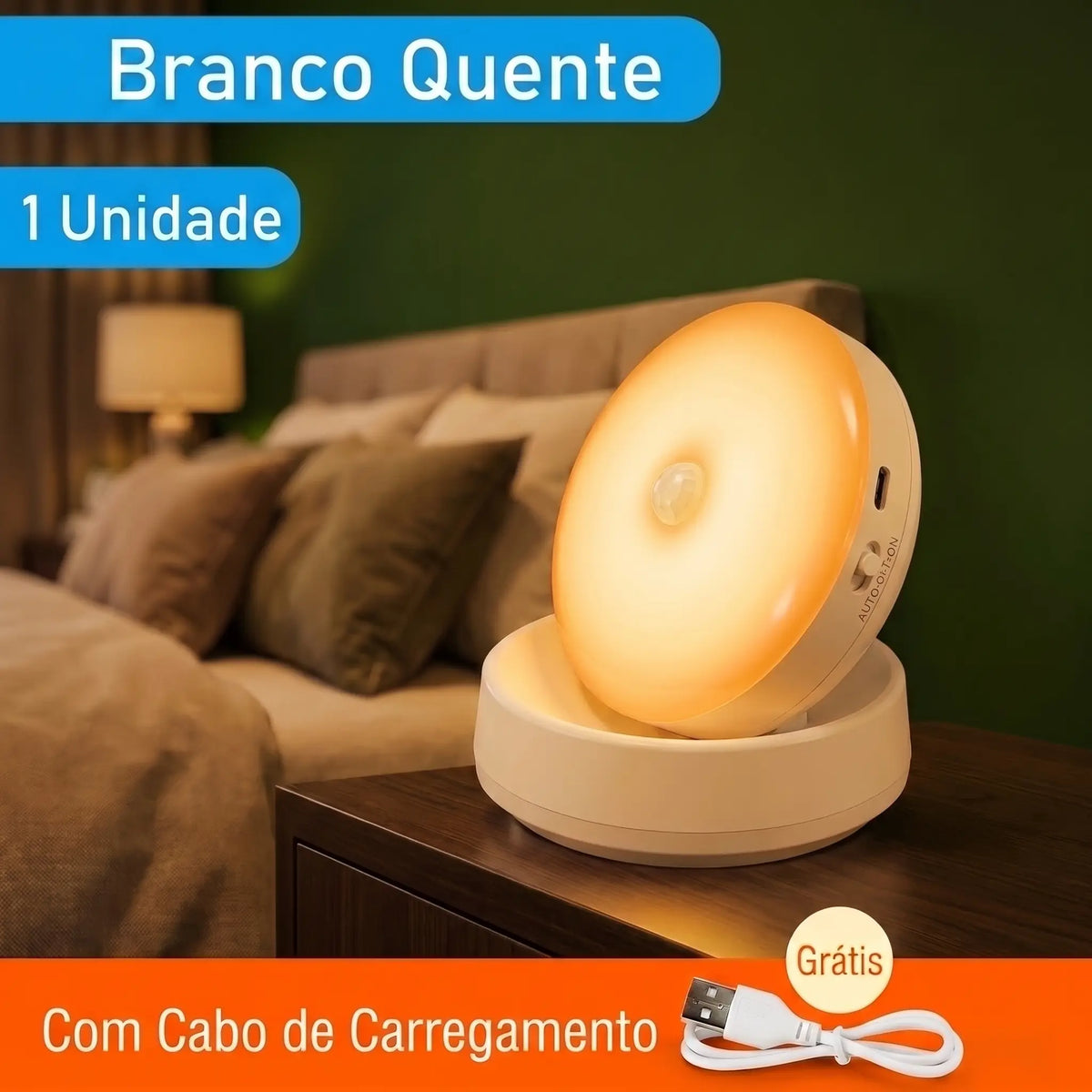 Luz de Led  LED Noturna com Sensor de Movimento 360°