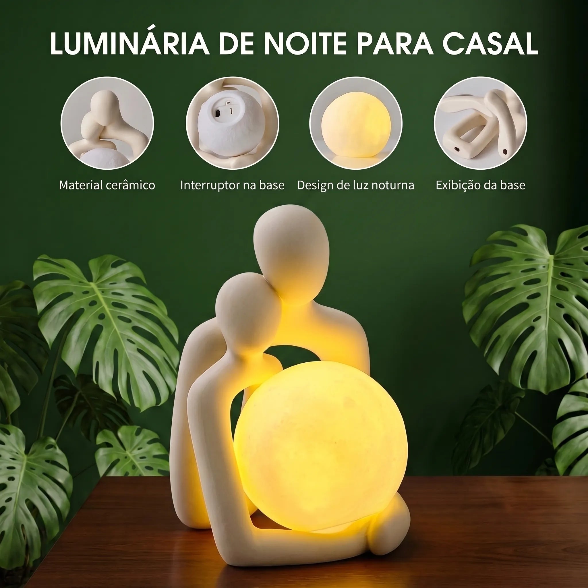 Estatueta Decorativa Casal em Resina Estilo Nórdico
