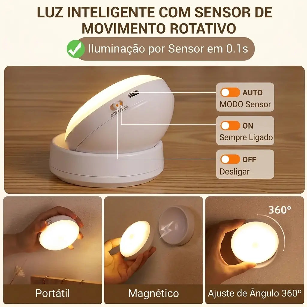 Luz de Led  LED Noturna com Sensor de Movimento 360°