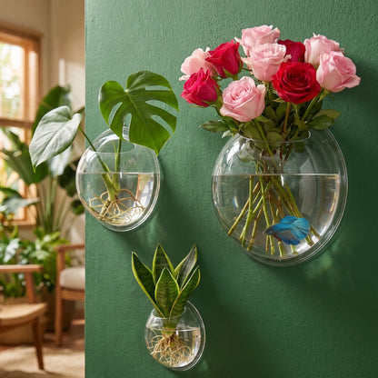 Aquário e Vaso de Plantas Suspenso em Acrílico Transparente