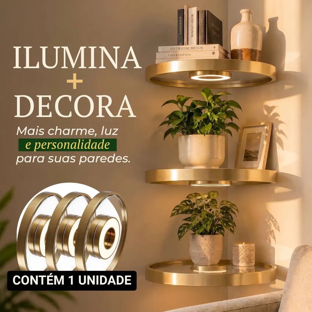 Prateleira Solaris com Iluminação Embutida para Plantas e Decoração