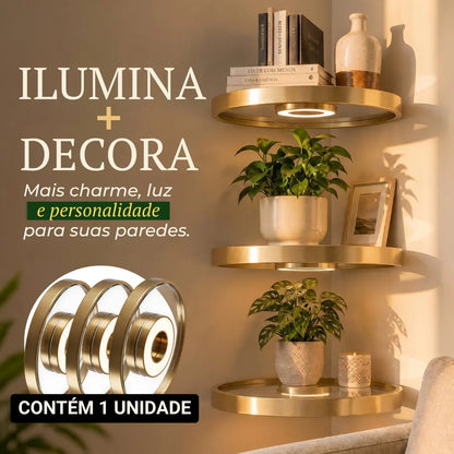 Prateleira Solaris com Iluminação Embutida para Plantas e Decoração