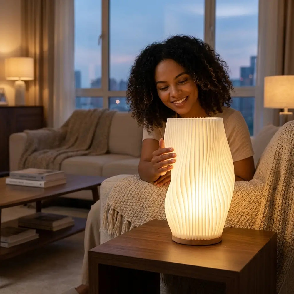 Luminária 3D de Mesa Plissada Estilo Francês