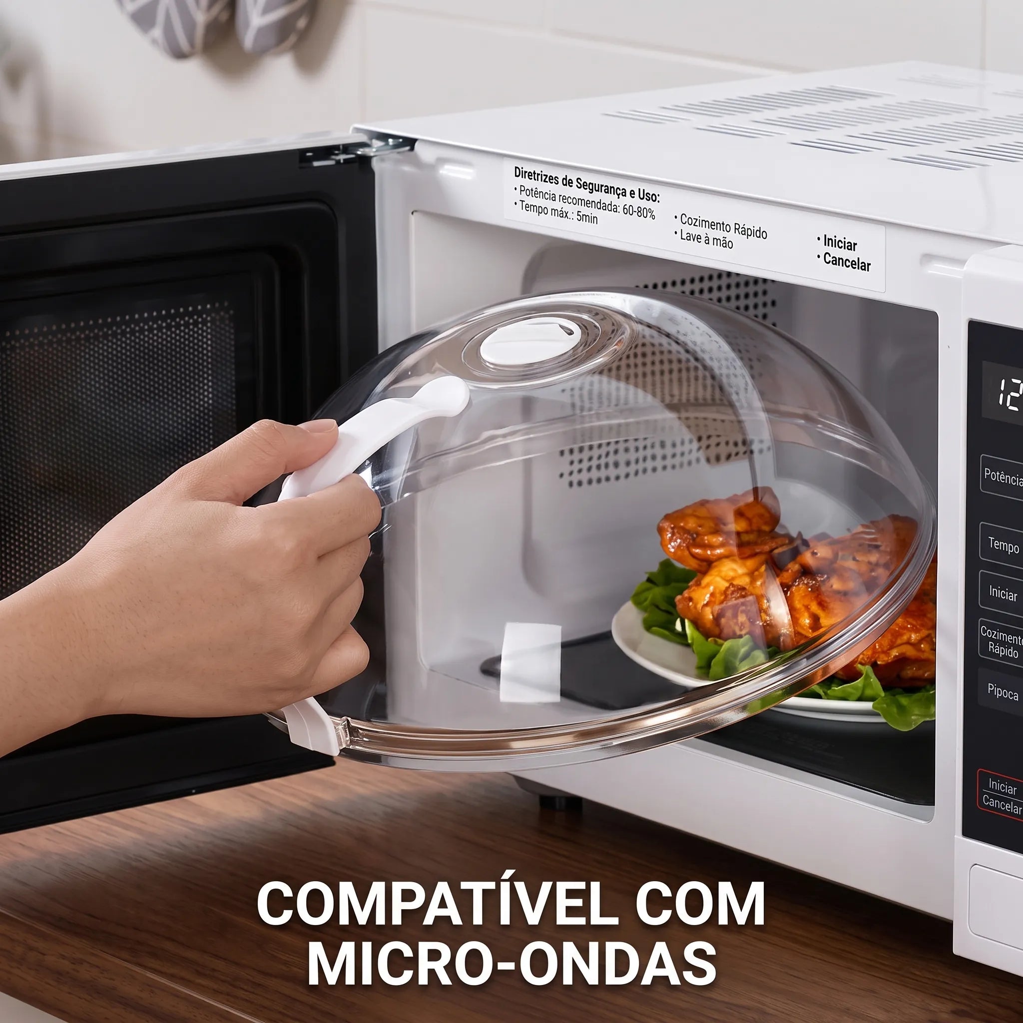 Tampa Protetora para Micro-ondas com Respiro de Vapor e Alça