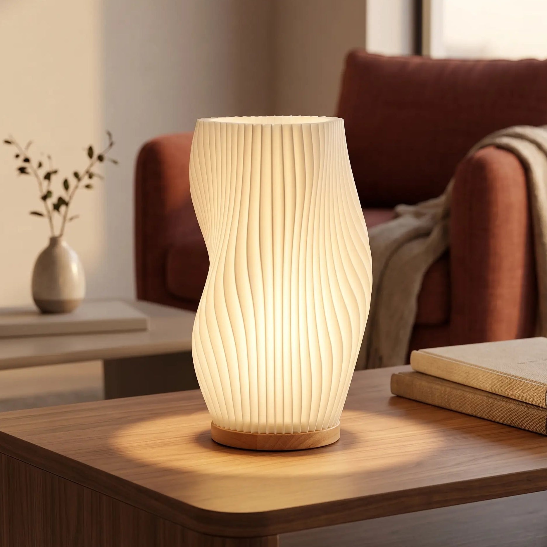 Luminária 3D de Mesa Plissada Estilo Francês