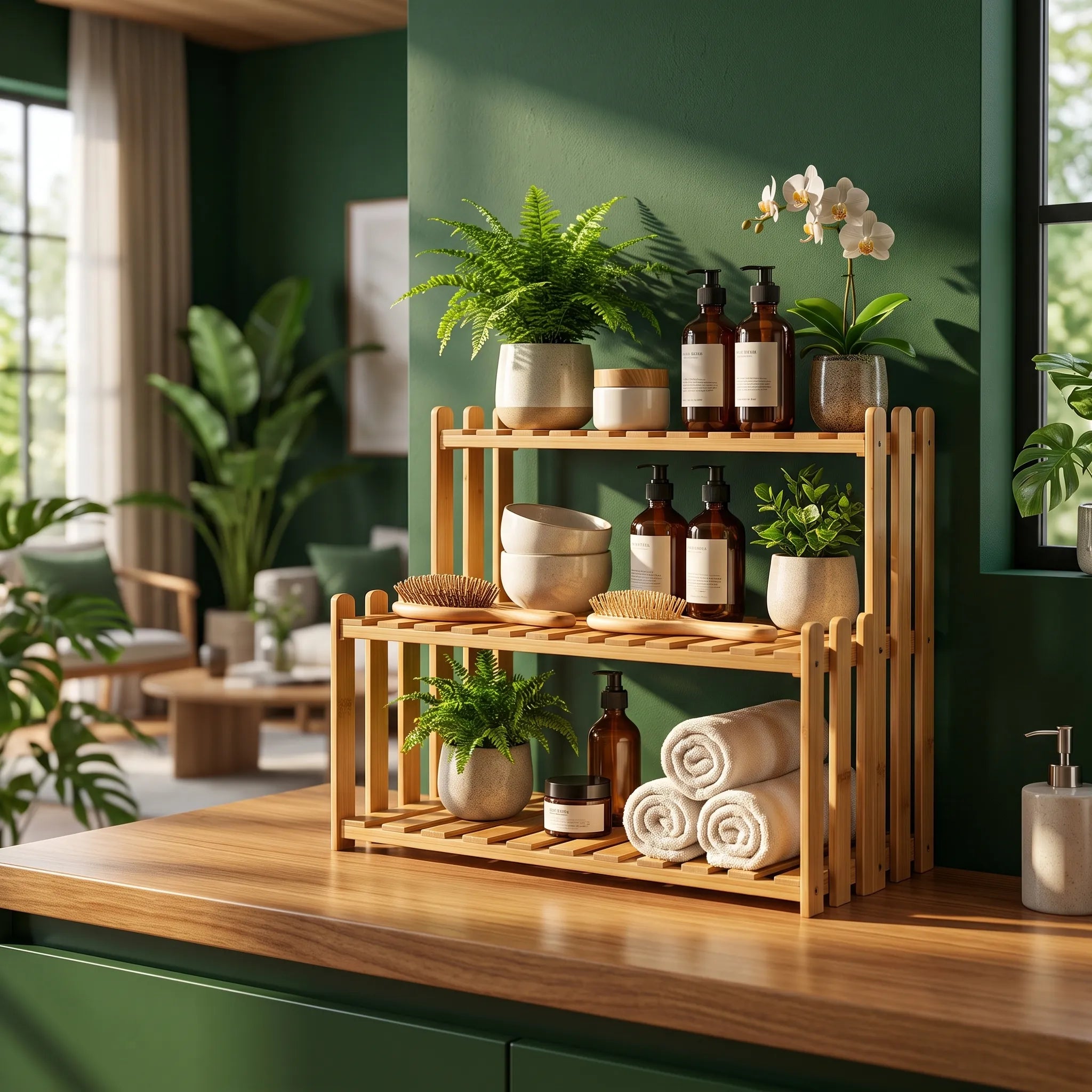 Estante Multiuso de Bambu para Plantas e Decoração