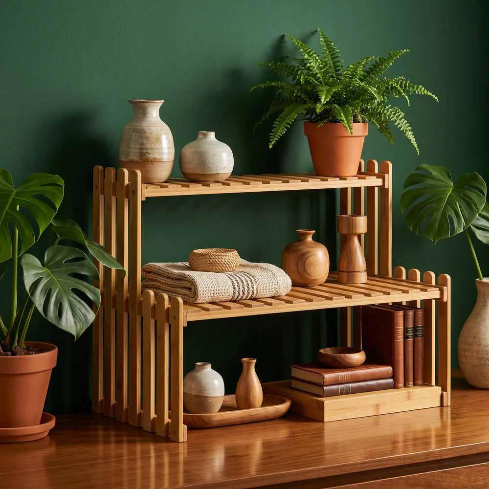 Estante Multiuso de Bambu para Plantas e Decoração