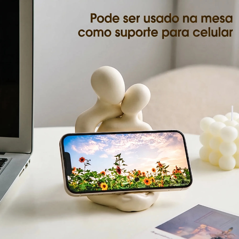 Estatueta Decorativa Casal em Resina Estilo Nórdico