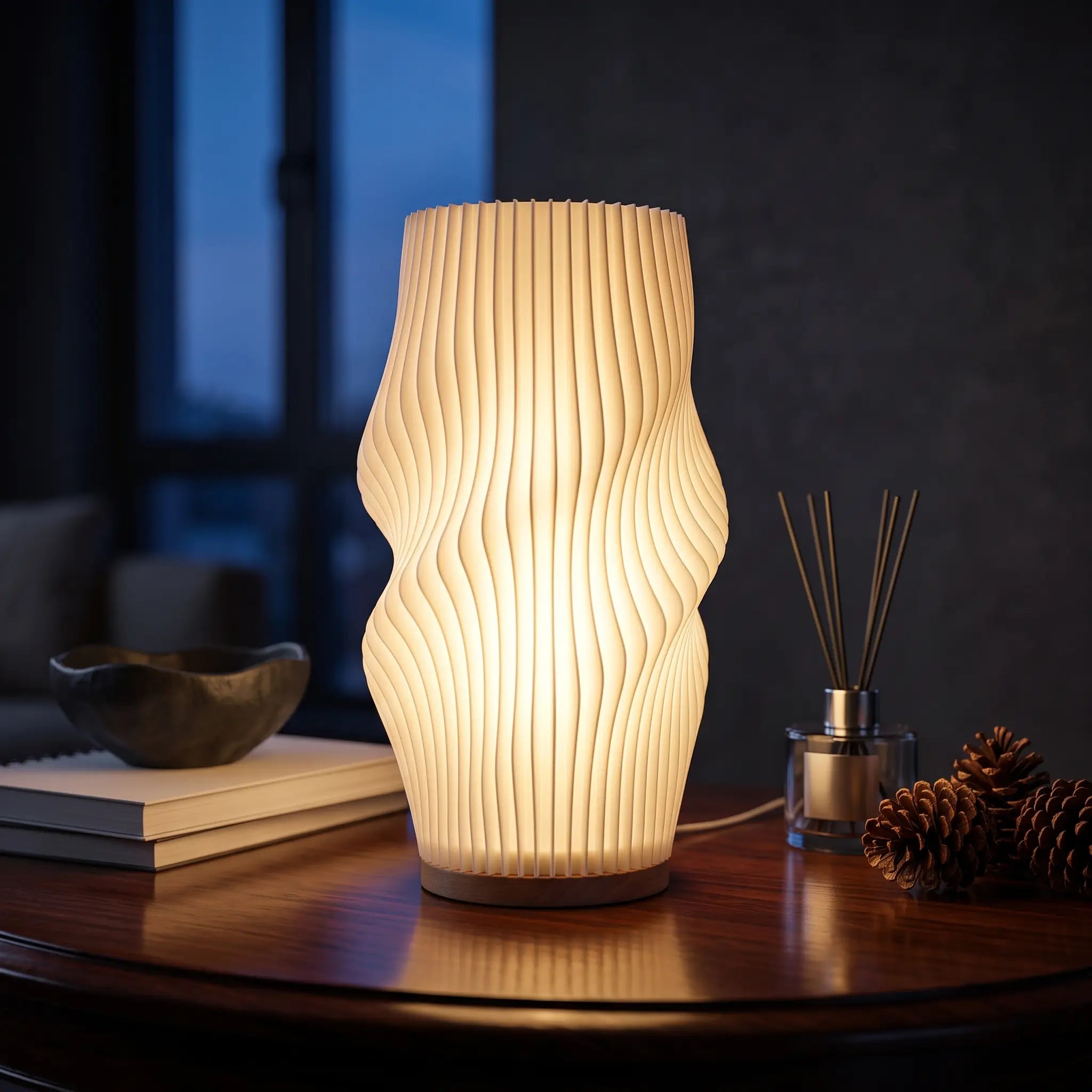 Luminária 3D de Mesa Plissada Estilo Francês