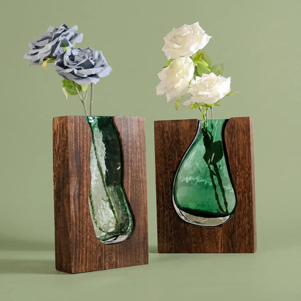 Vaso de Vidro Embutido para Flores – Decoração Rústica